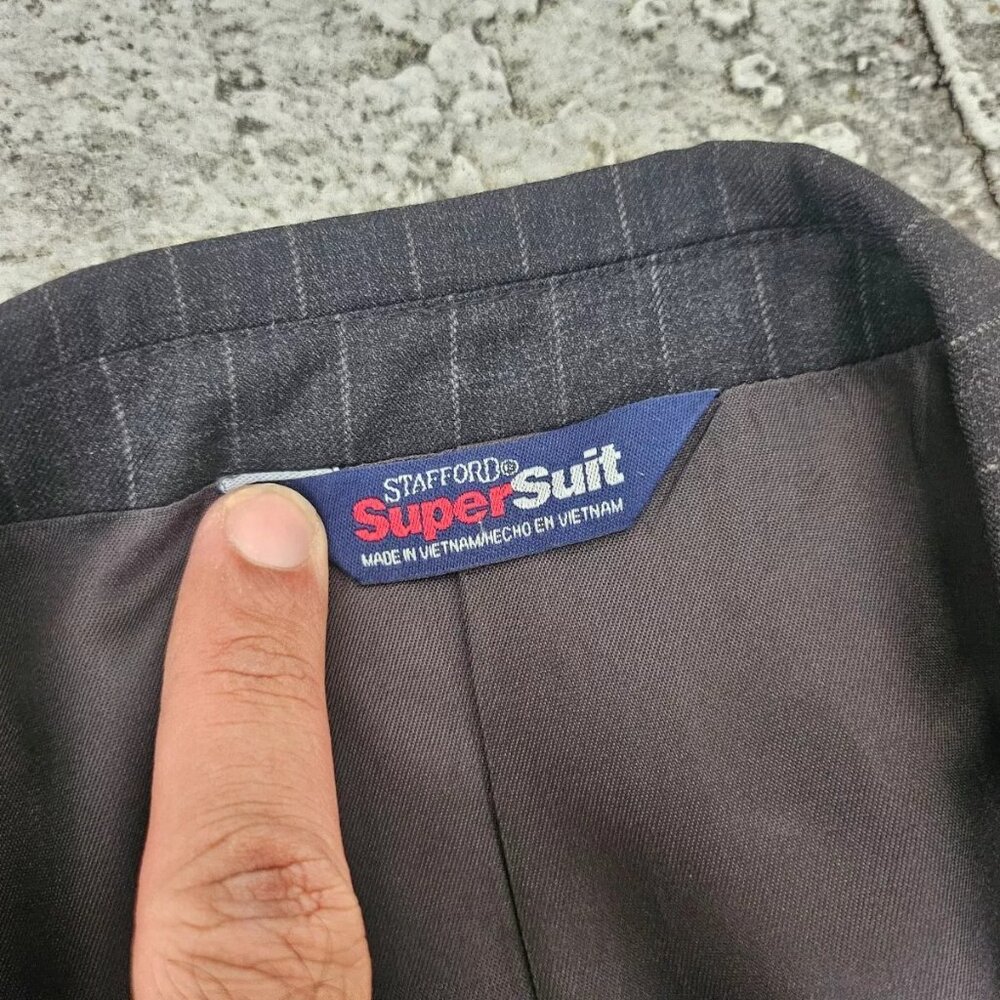 Stafford Super Suit Men Blazer Sport Coat Three Button Jacker Size 42Short - Picture 5 of 9